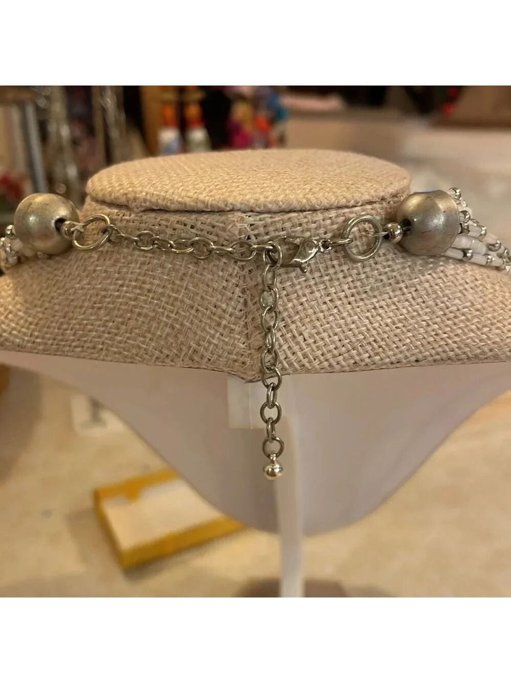 Necklace, Waterfall White and Silver, Beautiful - Picture 3 of 3